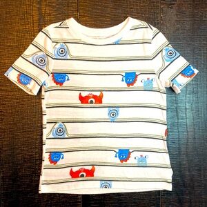 Boys 5T Old Navy White with Stripes & Alien Print T-Shirt